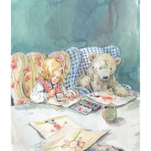 PRE-ORDER PRINT “Baby Bear and Girl Painting”