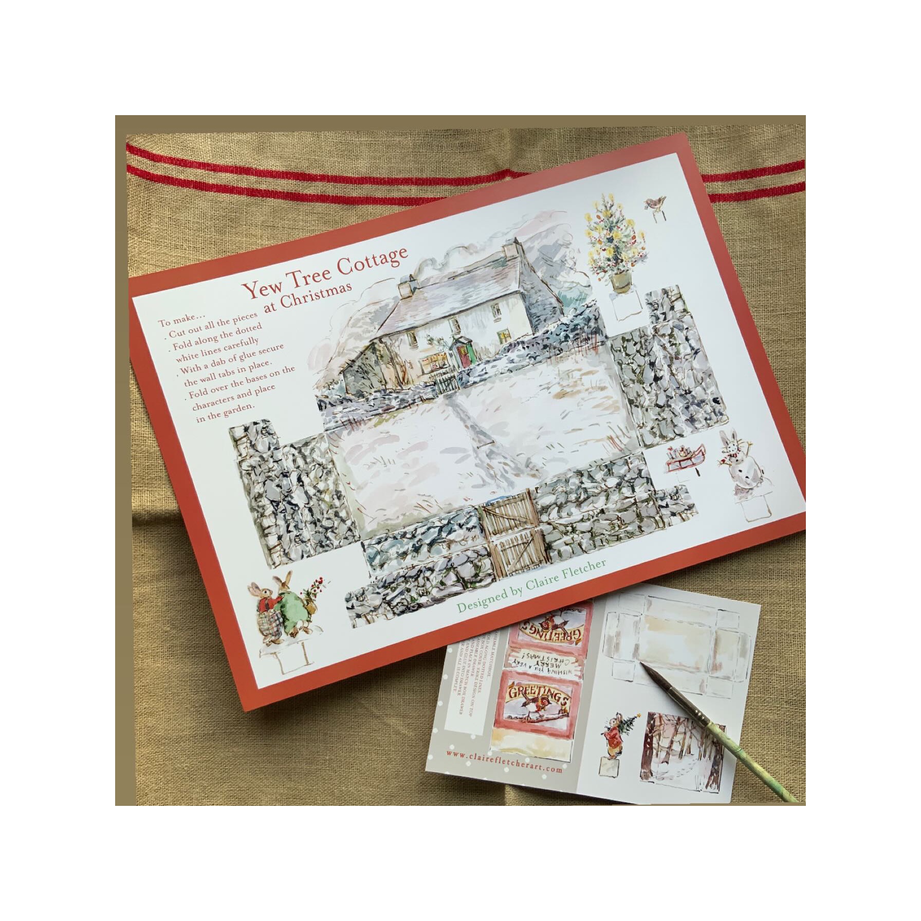 PRE-ORDER NEW Cut out and Make “Yew Tree Cottage at Christmas”