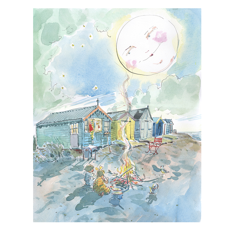 PRE-ORDER PRINT “Beach Huts in Moonlight”