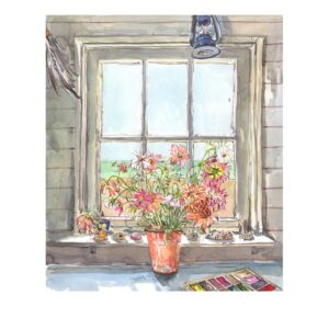 PRE-ORDER PRINT “Through the Beach hut window with paints”