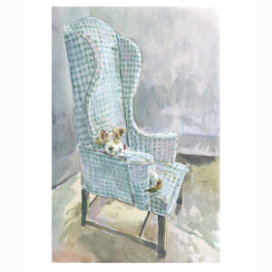 PRE-ORDER Print “Dog on Blue Gingham Chair”