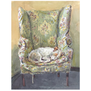 PRE-ORDER Print “Sleeping Dog on Green Floral Chair”