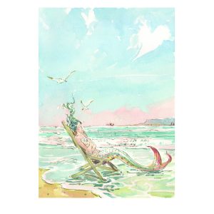 NEW PRE-ORDER PRINT “Blue-haired Mermaid on Deckchair”