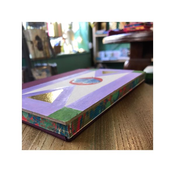 Unruled Journal  Hand painted cover with blue butterfly and golden triangles No72 - Image 2