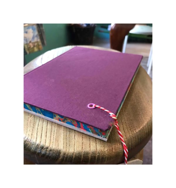 Unruled Journal  Hand painted cover with blue butterfly and golden triangles No72 - Image 3
