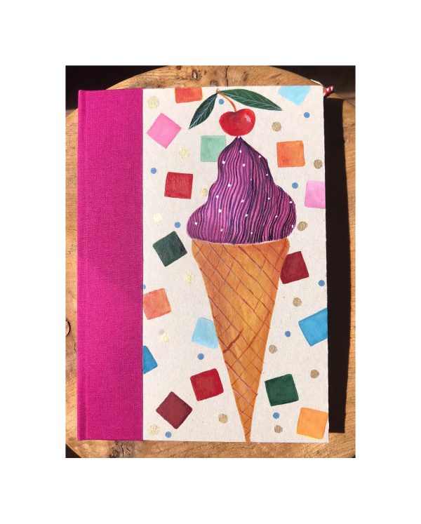 Unruled Journal  Hand painted Ice cream No80