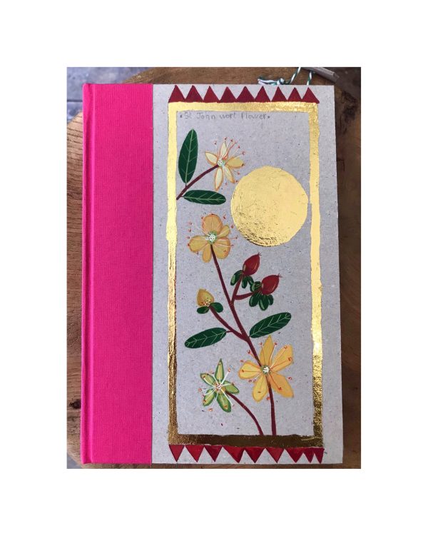 Unruled Journal  Hand painted medicinal flower St John Wort Flower