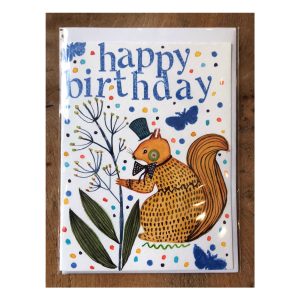Hand painted Happy Birthday greetings cards Squirrel No3