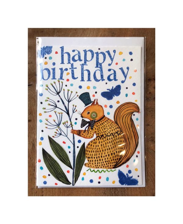Hand painted Happy Birthday greetings cards Squirrel No3