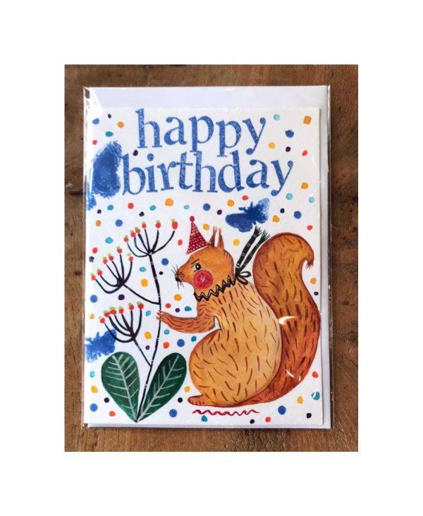 Hand painted Happy Birthday greetings cards Squirrel No4