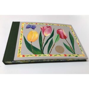 Landscape Unruled Journal  Hand painted  Tulips No81a
