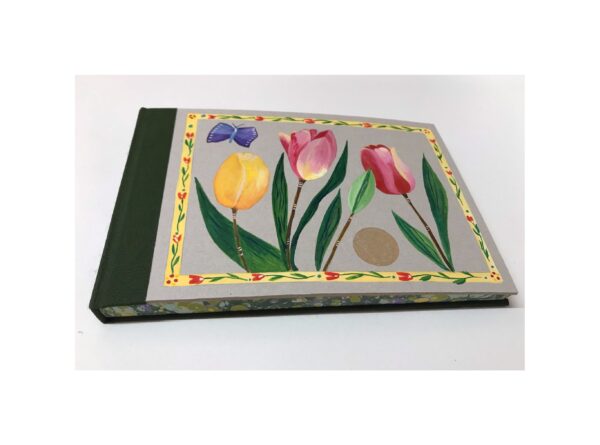 Landscape Unruled Journal  Hand painted  Tulips No81a