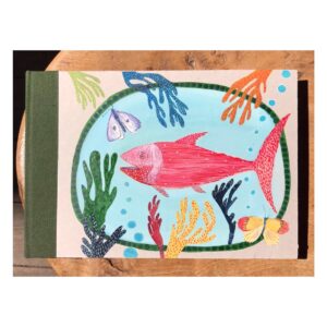 Landscape Unruled Journal  Hand painted  Fish and butterflies No80a
