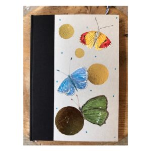 Unruled Journal  Hand painted Butterflies of gold dots No 5