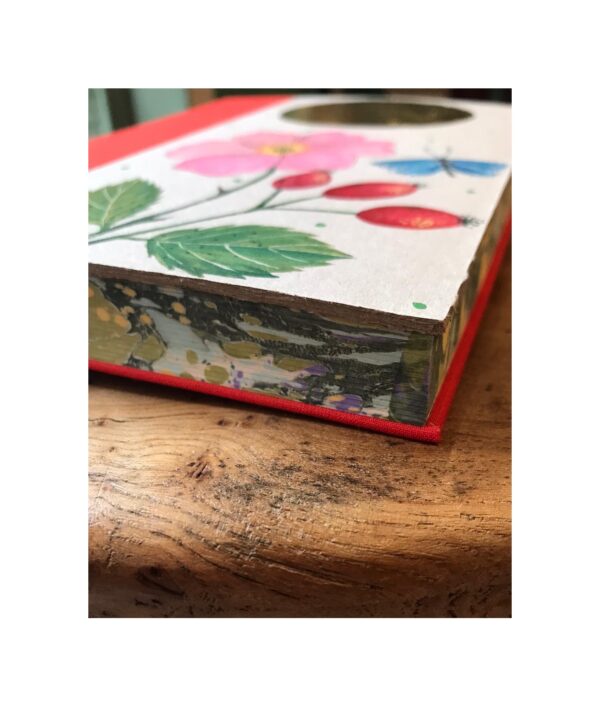 Ruled Journal  Hand painted cover Flower and Rose Hip under golden sun No35 - Image 2