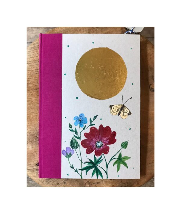 Unruled Journal  Hand painted Flowers and butterfly No36