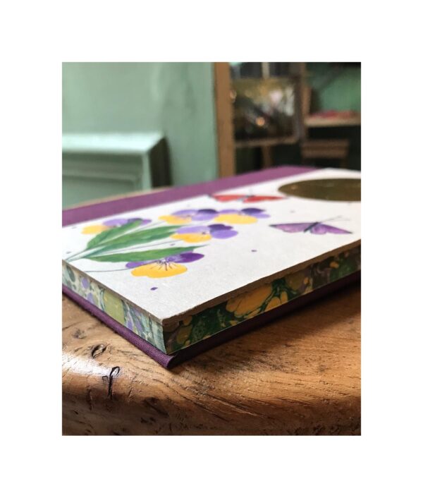 Unruled Journal  Hand painted  Pansies and two butterfly No39 - Image 2