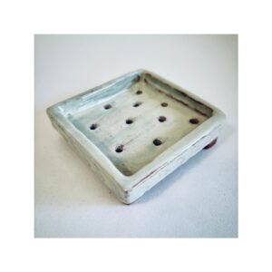 Small Grey Soap dish “Leaf Stamps”