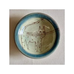 Tiny Wee Dish “Max Cat + blue rim”