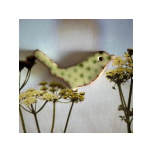 Bird Brooch 1 “Green Spotty”