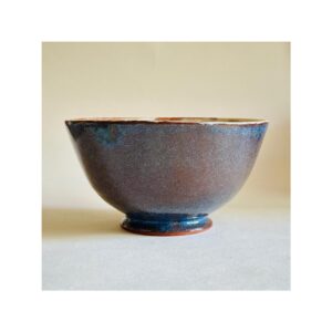 Cereal, coffee, pudding or soup bowl “Deep blue with brown lines”