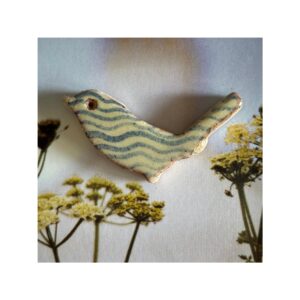 Bird Brooch 5 “Wavy blue lines”