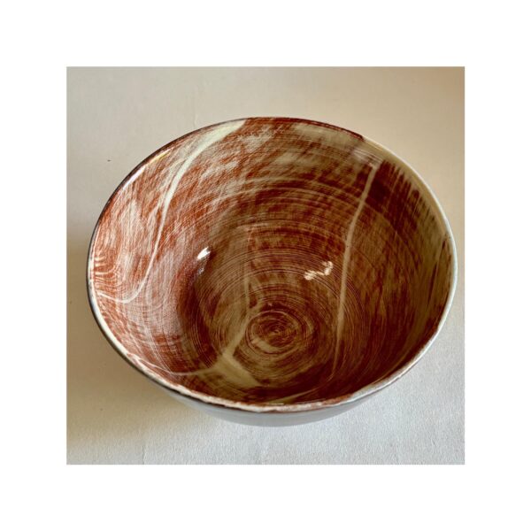 Cereal, coffee, pudding or soup bowl “Deep blue with brown lines” - Image 2