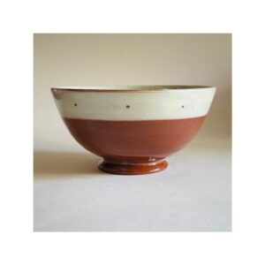 Cereal, coffee, pudding or soup bowl “Grey with Spots+ clear glaze”
