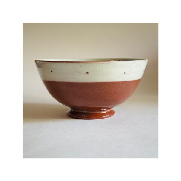 Cereal, coffee, pudding or soup bowl “Grey with Spots+ clear glaze”