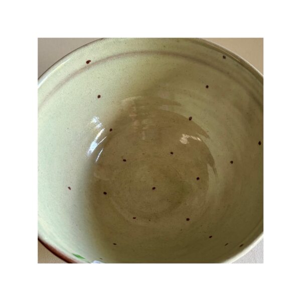 Cereal, coffee, pudding or soup bowl “Grey with Spots+ clear glaze” - Image 2