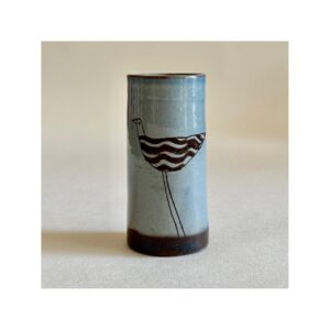 Small Vase “Blue with bird + waves”