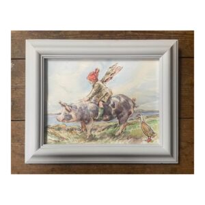 Framed Original Watercolour “Piggy Back”