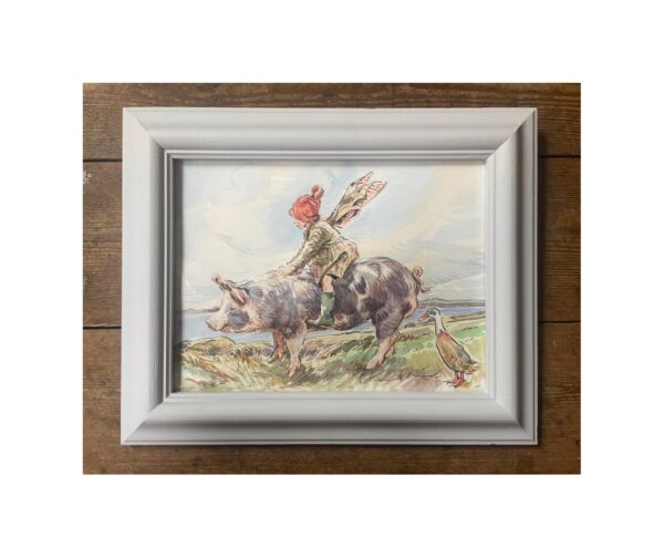 Framed Original Watercolour “Piggy Back”