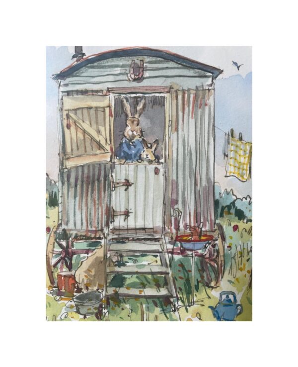 Framed Original Watercolour “Hut in the Meadow” - Image 2