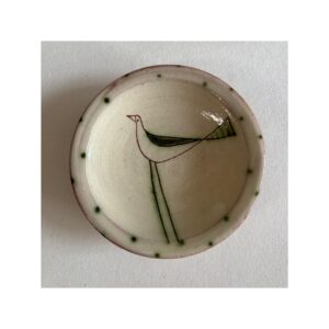 Tiny Wee Dish “Green Bird, spotty rim”