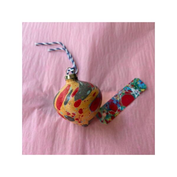Hand marbled Ceramic Bauble No1