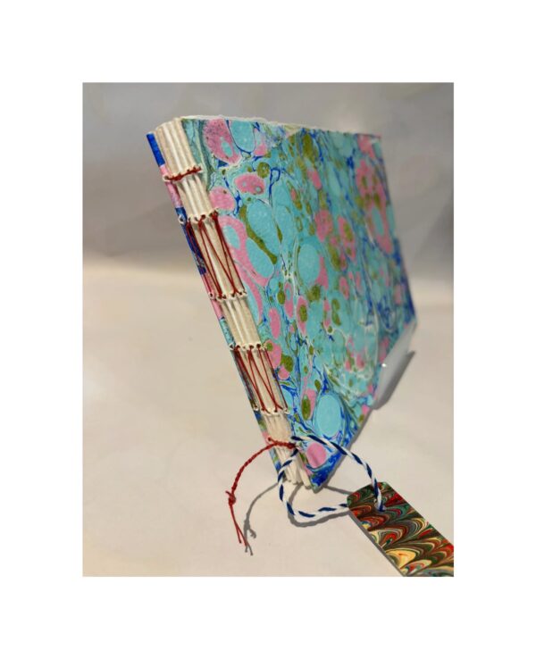 Large Marbled watercolour note book with visible stitching No1 - Image 2