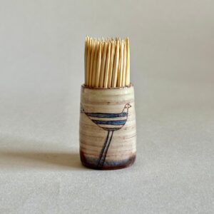 Toothpick Holder “Blue Stripey Bird”