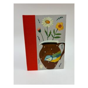 Unruled Journal  Hand painted  flowers in terracotta jug