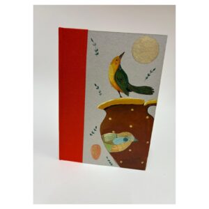 Unruled Journal  Hand painted  bird looking at the full moon