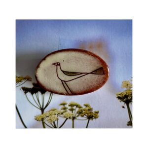 Oval Bird Brooch “Green Bird”