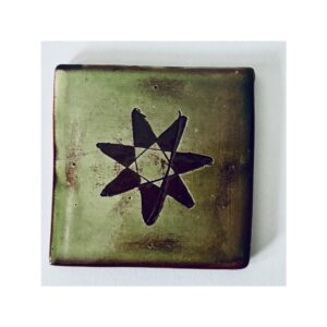 Spirograph Tile “Green + Brown Flower