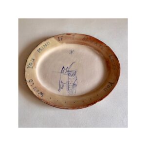 Large Oval Plate “Owl + Pussy Cat”