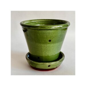 Flower Pot + Base “Green with Brown Spots”