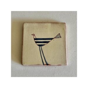 Small Tile “Blue Stripey Bird”