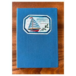 A6 Ruled Blue Journal with Hand painted Sailing boat on Label