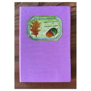 A6 Ruled Lavender Journal with Hand painted Acorn and Oak Leaf on label