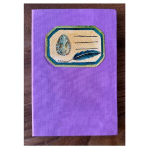 A6 Ruled Lavender Journal with Hand painted Bird Egg and Feather on label