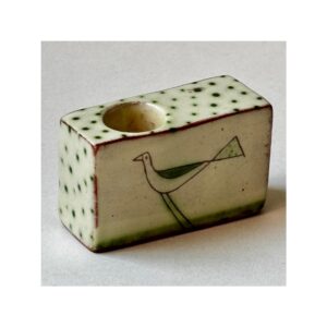 Small Cube Candleholder “Green Birds”