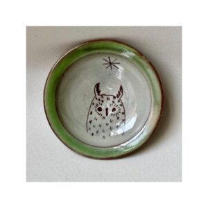 Tiny Wee Dish “Owl + Green rim”